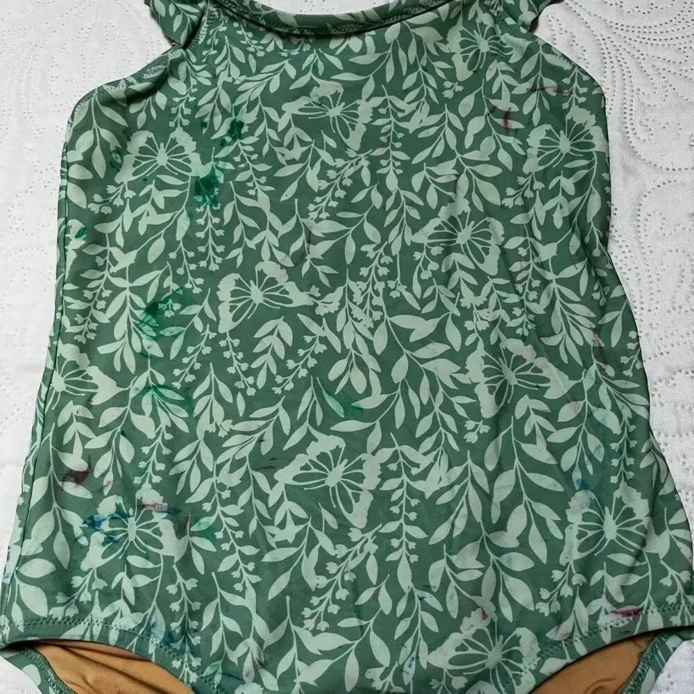 Crewcuts One Piece Floral Ruffle Swim Suit Size 8
